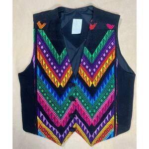 Vintage Rainbow Vest Boho Preppy Western Colorful Catalinas Texas Size Medium